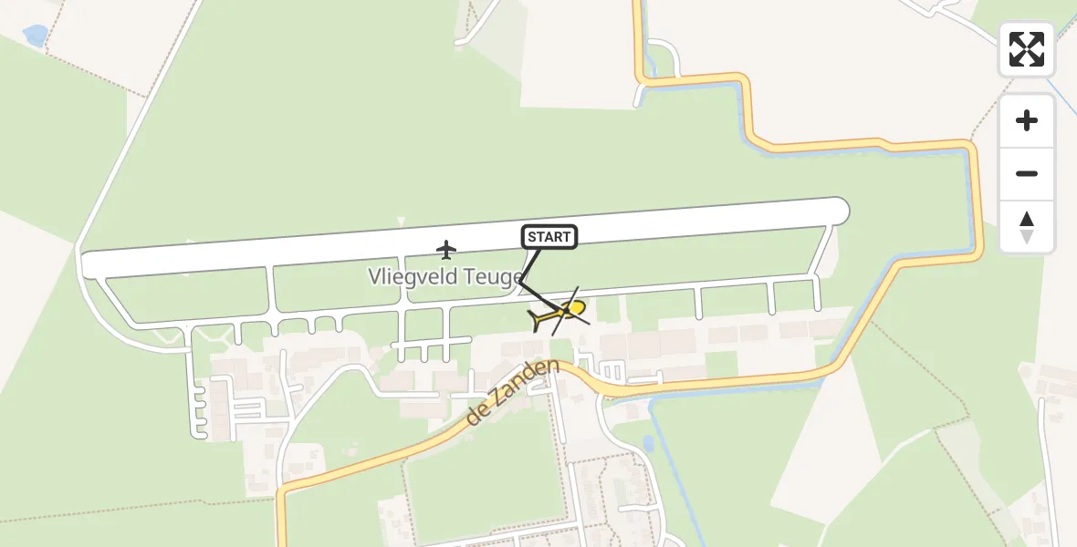 Routekaart van de vlucht: Lifeliner 3 naar Vliegveld Teuge, de Zanden