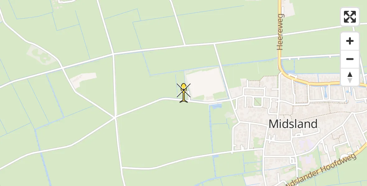 Routekaart van de vlucht: Ambulanceheli naar Midsland