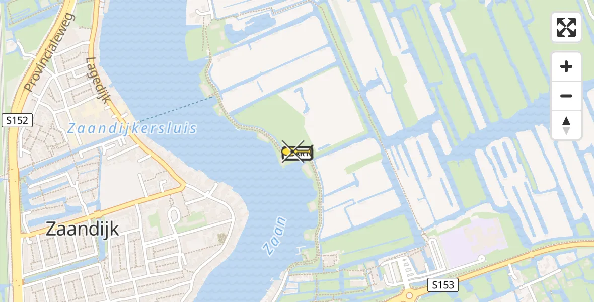 Routekaart van de vlucht: Lifeliner 1 naar Zaandam, Kalverringdijk