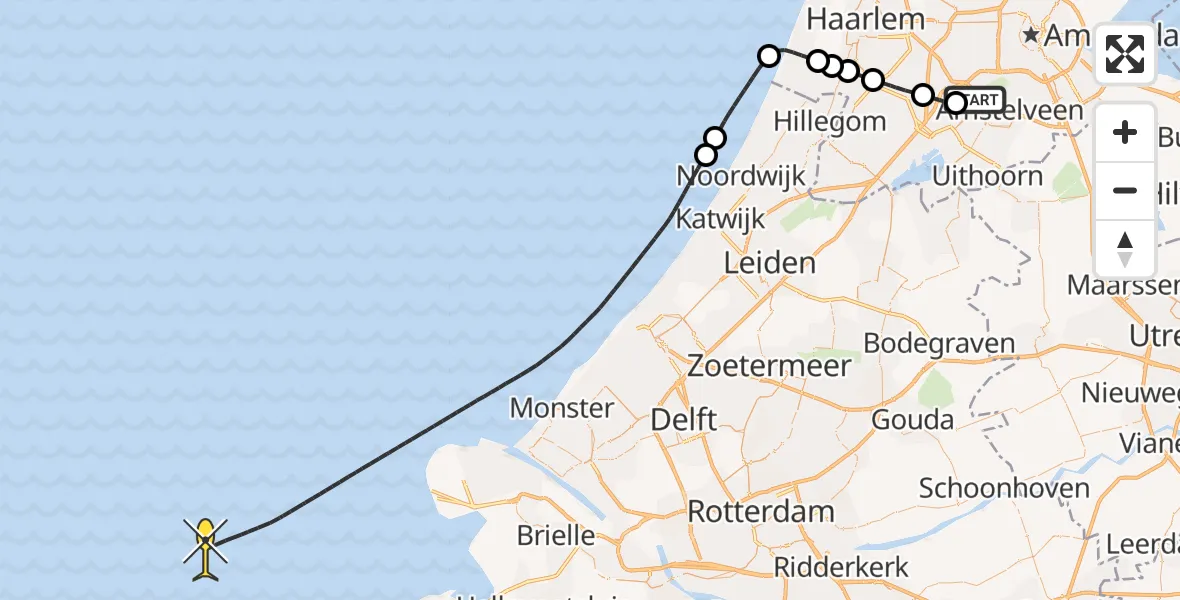Routekaart van de vlucht: Politieheli naar Loevesteinse Randweg