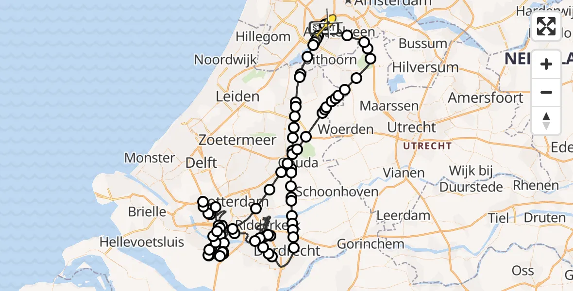 Routekaart van de vlucht: Politieheli naar Schiphol, Westerkimweg