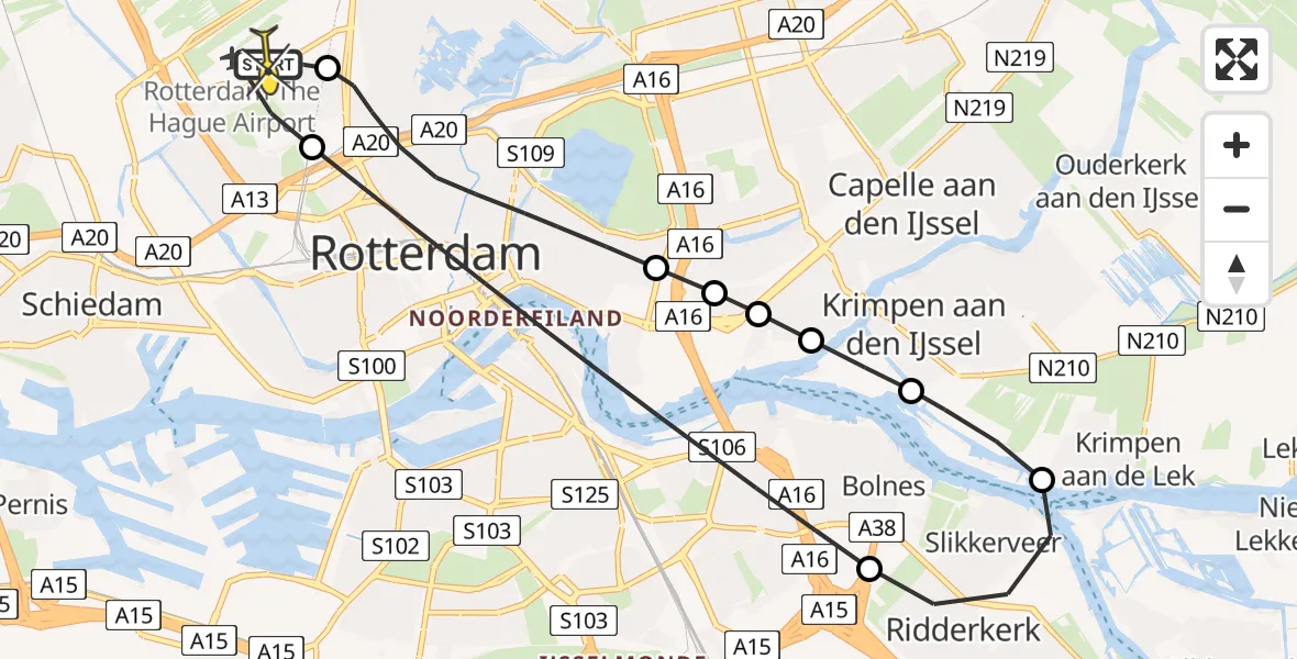 Routekaart van de vlucht: Lifeliner 2 naar Rotterdam The Hague Airport, Terletpad