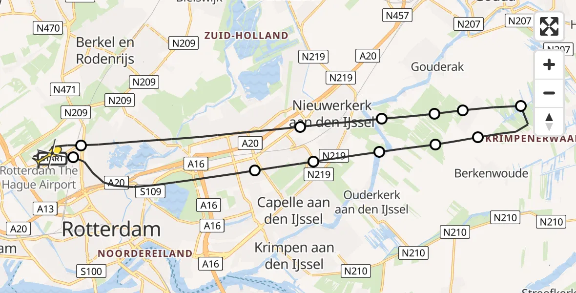 Routekaart van de vlucht: Lifeliner 2 naar Rotterdam The Hague Airport, Bovendijk