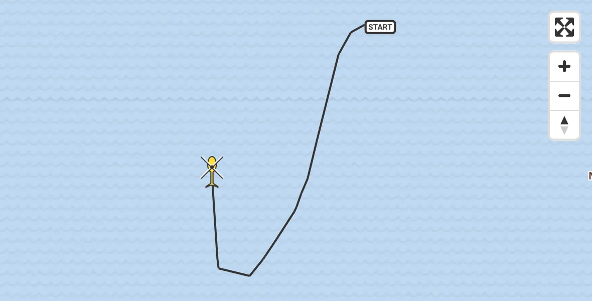 Routekaart van de vlucht: Kustwachthelikopter naar 