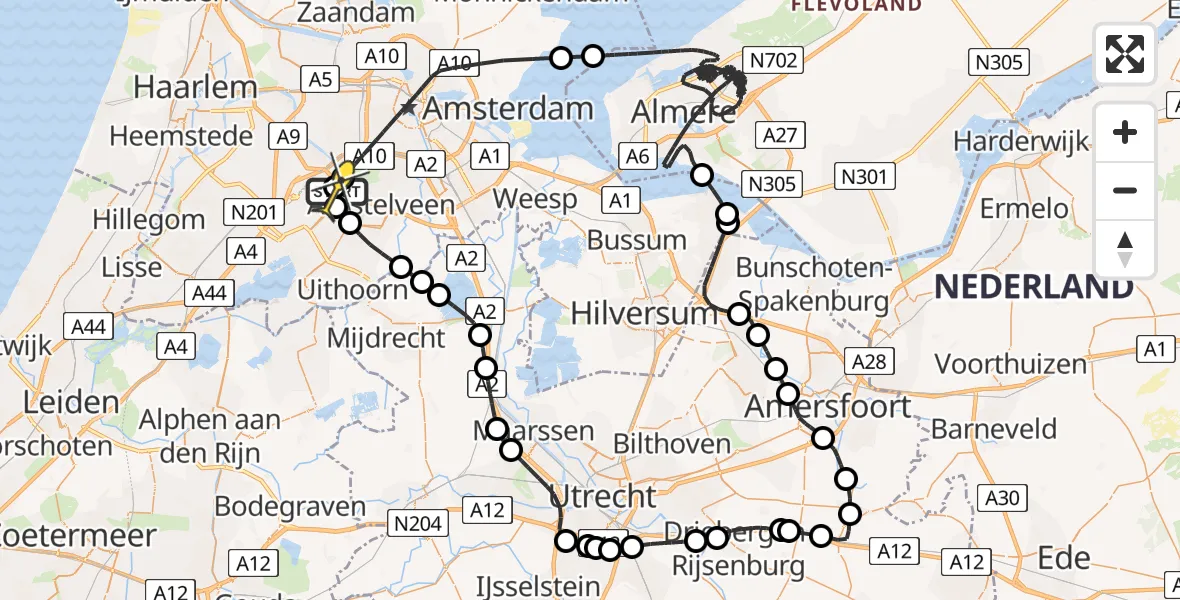 Routekaart van de vlucht: Politieheli naar Schiphol, Van Weerden-Poelmanweg