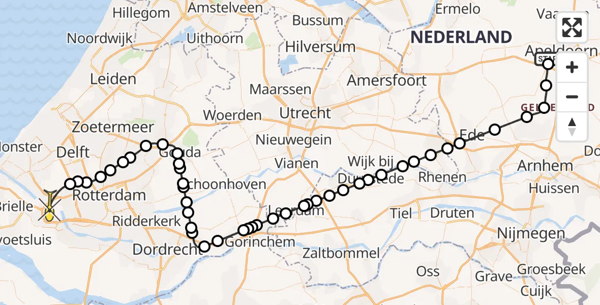 Routekaart van de vlucht: Politiehelikopter naar Vlaardingen, Ordermolenweg