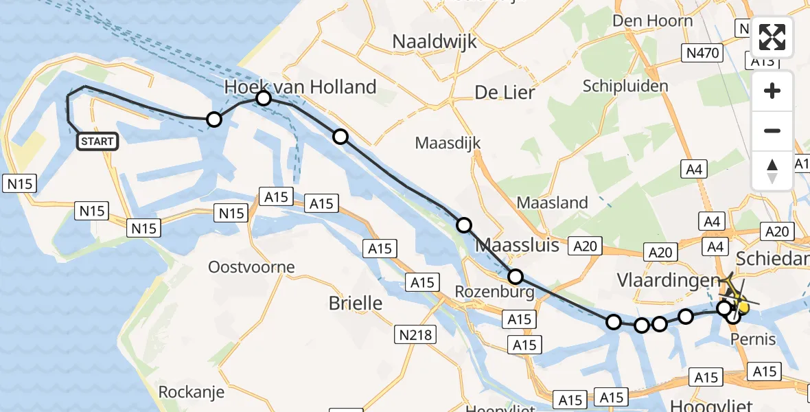 Routekaart van de vlucht: Politieheli naar Schiedam, Slag Dobbelsteen