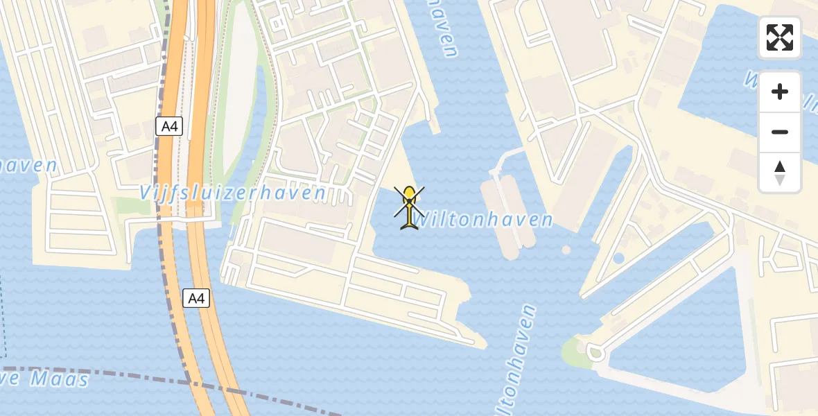 Routekaart van de vlucht: Politiehelikopter naar Schiedam