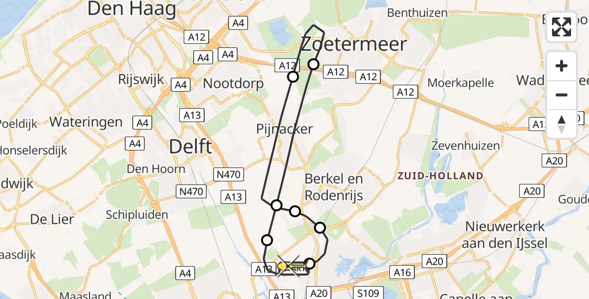 Routekaart van de vlucht: Lifeliner 2 naar Rotterdam The Hague Airport, Rotterdam Airportbaan