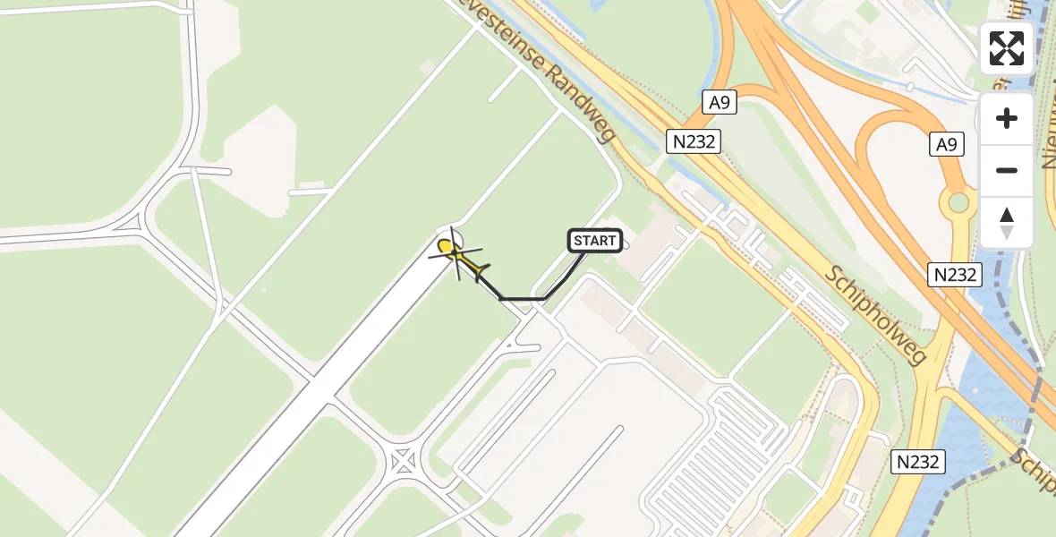 Routekaart van de vlucht: Politieheli naar Schiphol, Thermiekstraat
