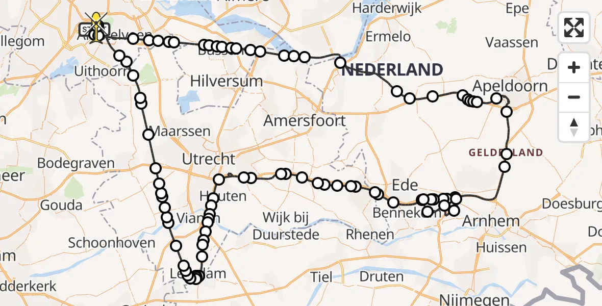 Vluchtroute Politiehelikopter van Schiphol naar Schiphol