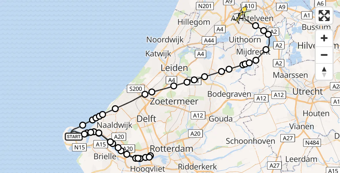 Routekaart van de vlucht: Politiehelikopter naar Schiphol, Wiltonhaven
