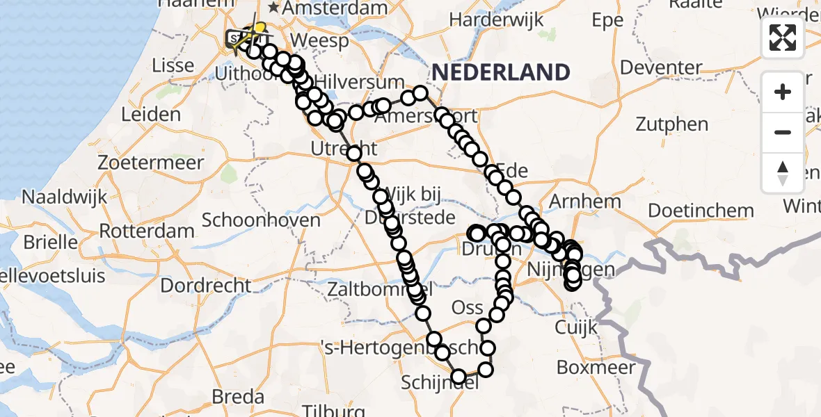 Routekaart van de vlucht: Politieheli naar Schiphol, Thermiekstraat