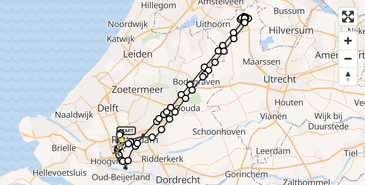 Routekaart van de vlucht: Politiehelikopter naar Schiedam, Vliegveldweg