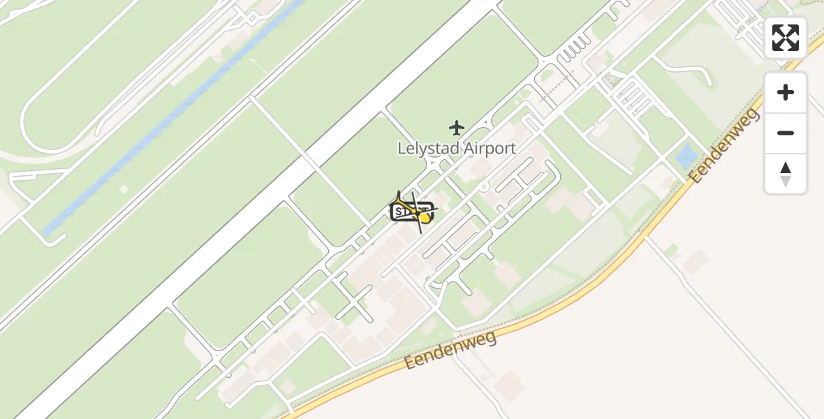 Routekaart van de vlucht: Ambulancehelikopter naar Lelystad Airport, Emoeweg