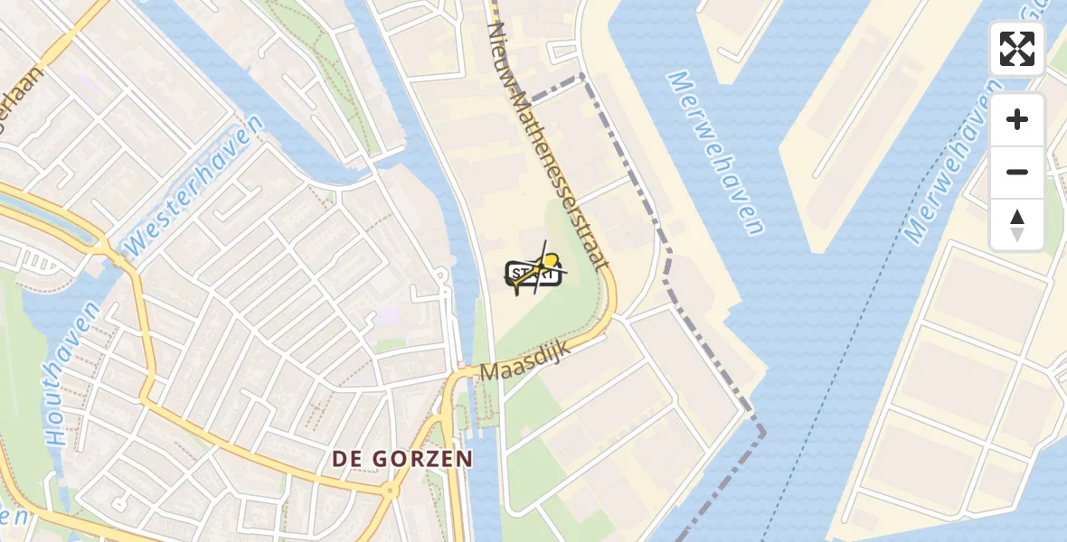 Routekaart van de vlucht: Politiehelikopter naar Schiedam, Buitenhavenweg