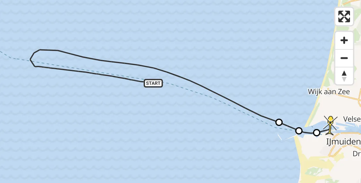 Routekaart van de vlucht: Kustwachthelikopter naar IJmuiden Heliport, Noordersluisweg