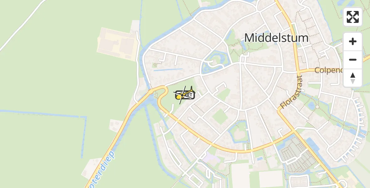 Routekaart van de vlucht: Lifeliner 4 naar Middelstum, Korenlaan