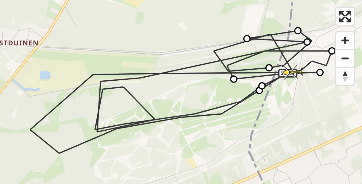 Routekaart van de vlucht: Politieheli naar Amersfoort, Barchman Wuytierslaan