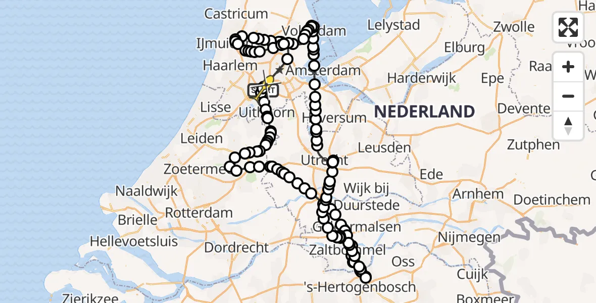 Routekaart van de vlucht: Politieheli naar Schiphol, Rietwijkeroordweg