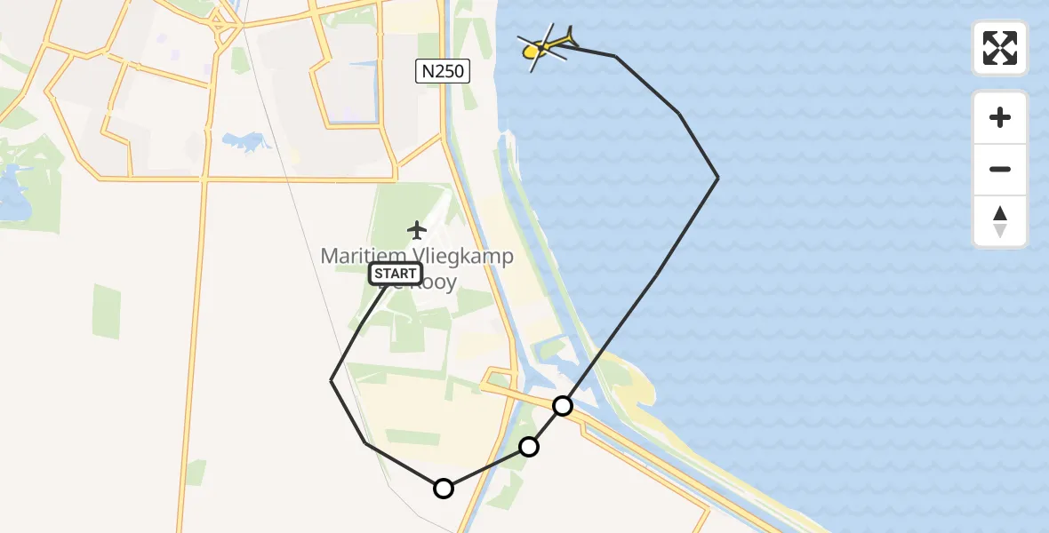 Routekaart van de vlucht: Politieheli naar Den Helder, Mastenmakersweg