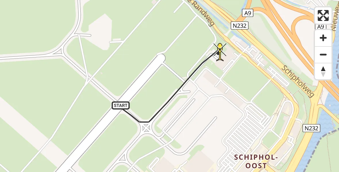 Routekaart van de vlucht: Politieheli naar Schiphol, Walaardt Sacréstraat