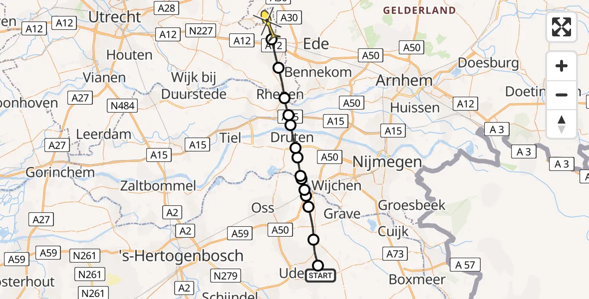 Routekaart van de vlucht: Lifeliner 3 naar Renswoude, Achter-Oventje