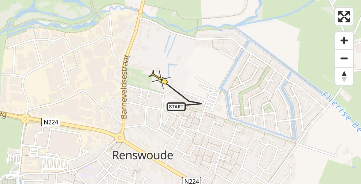 Routekaart van de vlucht: Lifeliner 3 naar Renswoude, Ruiterpad