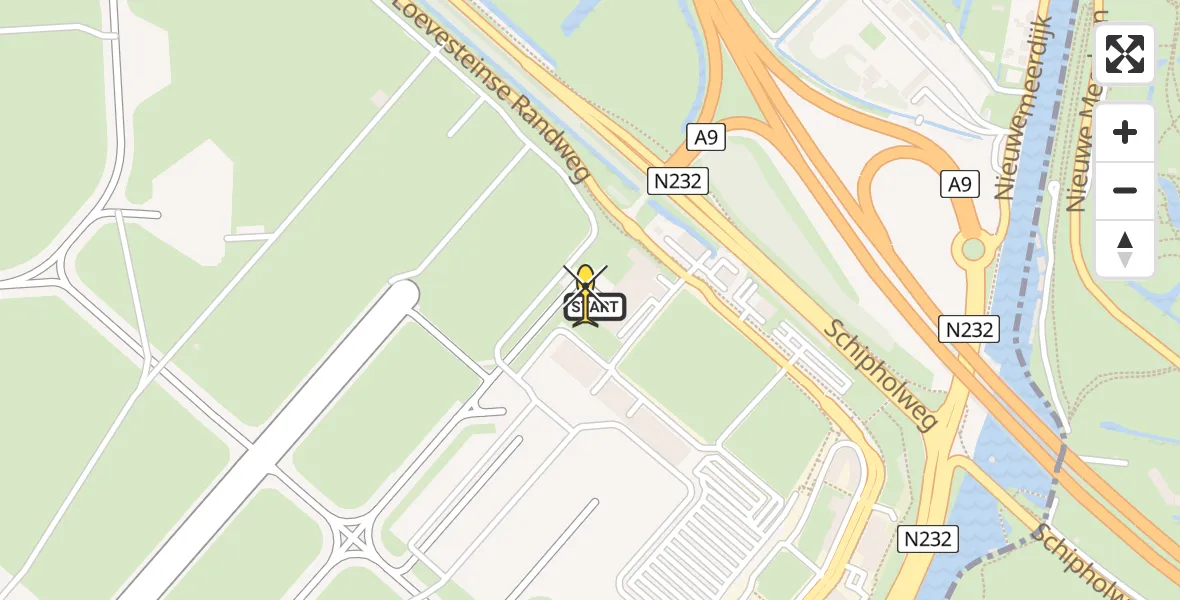 Routekaart van de vlucht: Politieheli naar Schiphol, Walaardt Sacréstraat