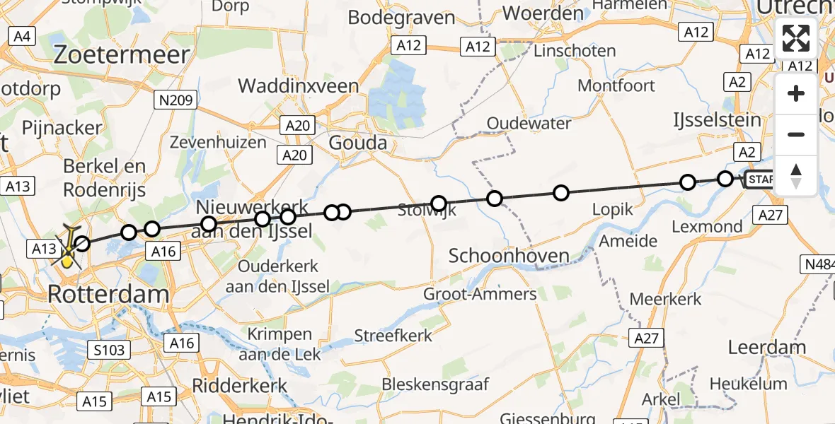 Routekaart van de vlucht: Lifeliner 2 naar Rotterdam The Hague Airport, Put