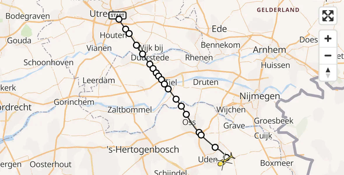 Routekaart van de vlucht: Lifeliner 3 naar Vliegbasis Volkel, Vletweide