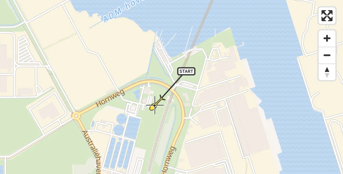 Routekaart van de vlucht: Lifeliner 1 naar Amsterdam Heliport, Hornweg