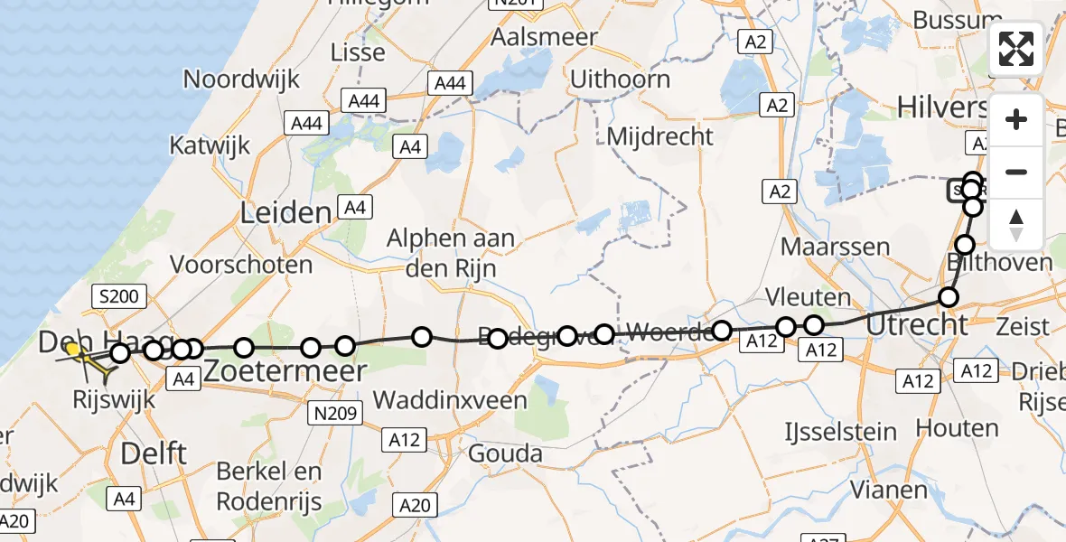 Routekaart van de vlucht: Politiehelikopter naar Den Haag, Spoorlaan