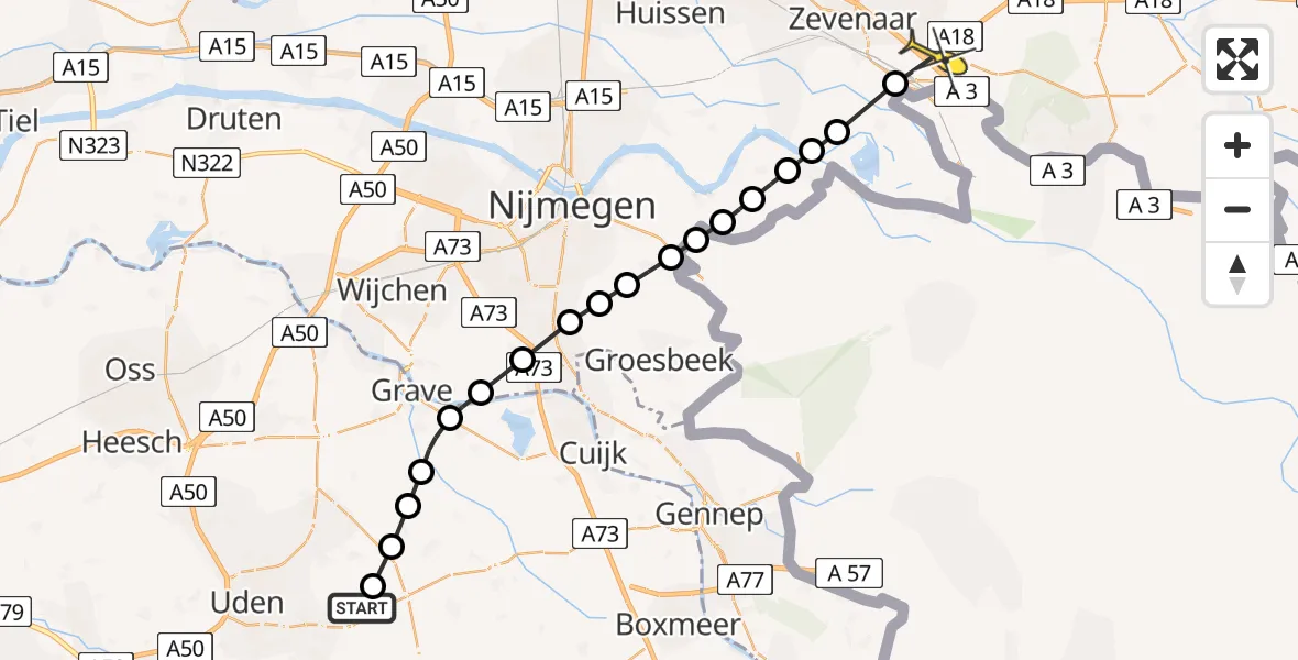 Routekaart van de vlucht: Lifeliner 3 naar Didam, Spiestraat