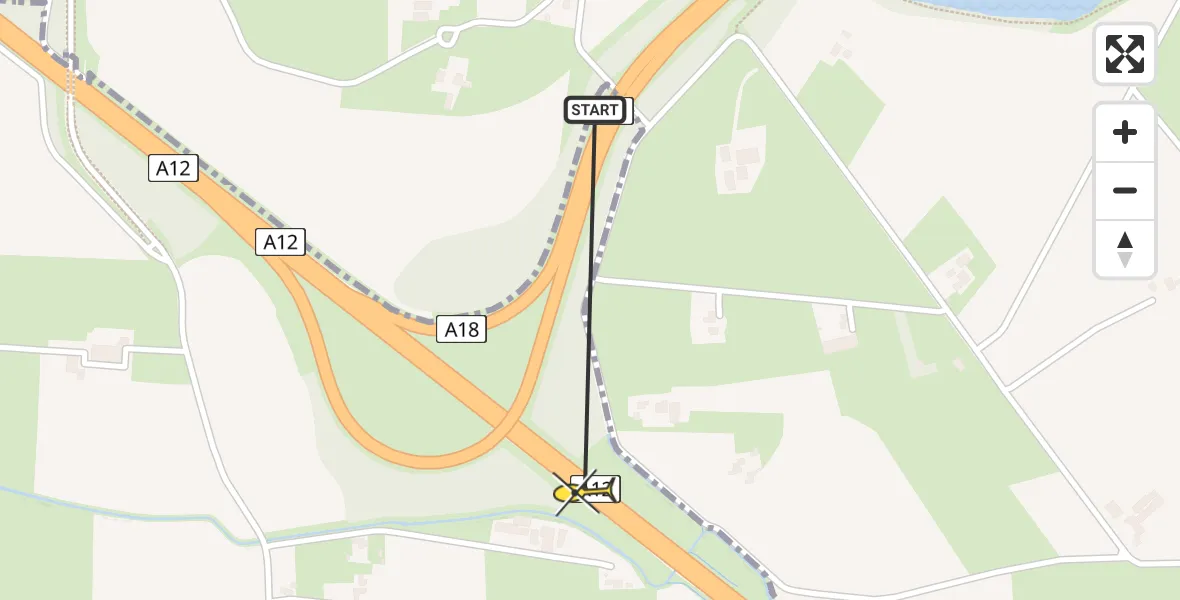 Routekaart van de vlucht: Lifeliner 3 naar Babberich, Landeweer