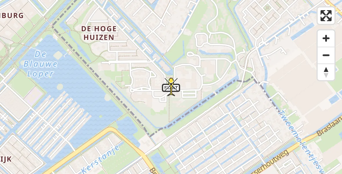 Routekaart van de vlucht: Lifeliner 2 naar Nootdorp, Voorstraat