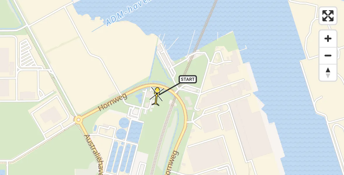 Routekaart van de vlucht: Lifeliner 1 naar Amsterdam Heliport, Hornweg