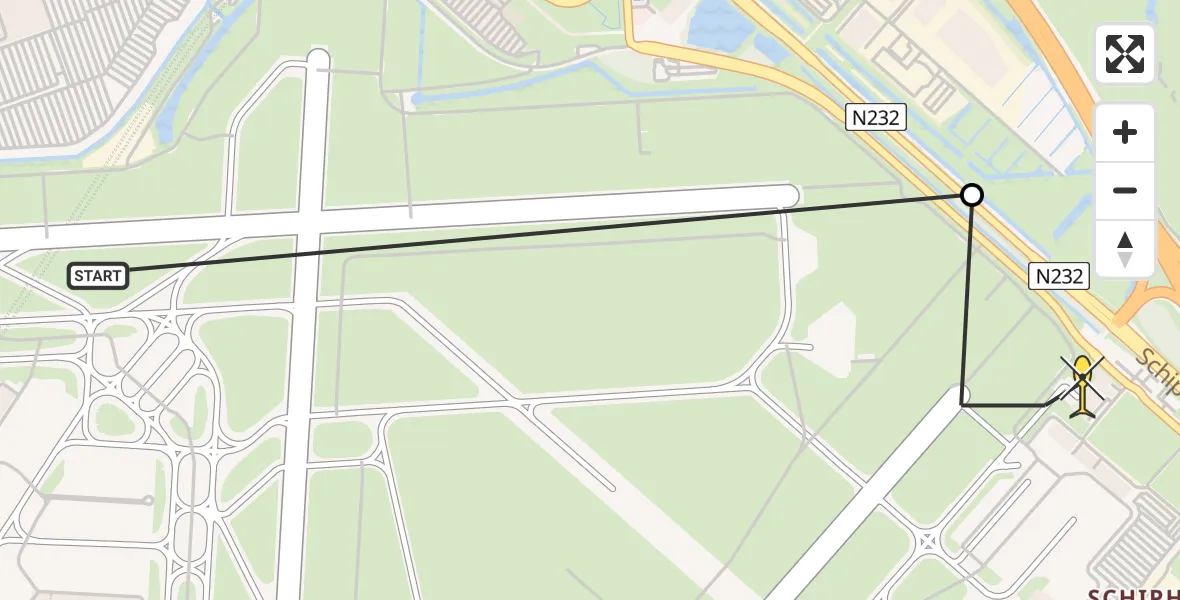 Routekaart van de vlucht: Politieheli naar Schiphol, Thermiekstraat