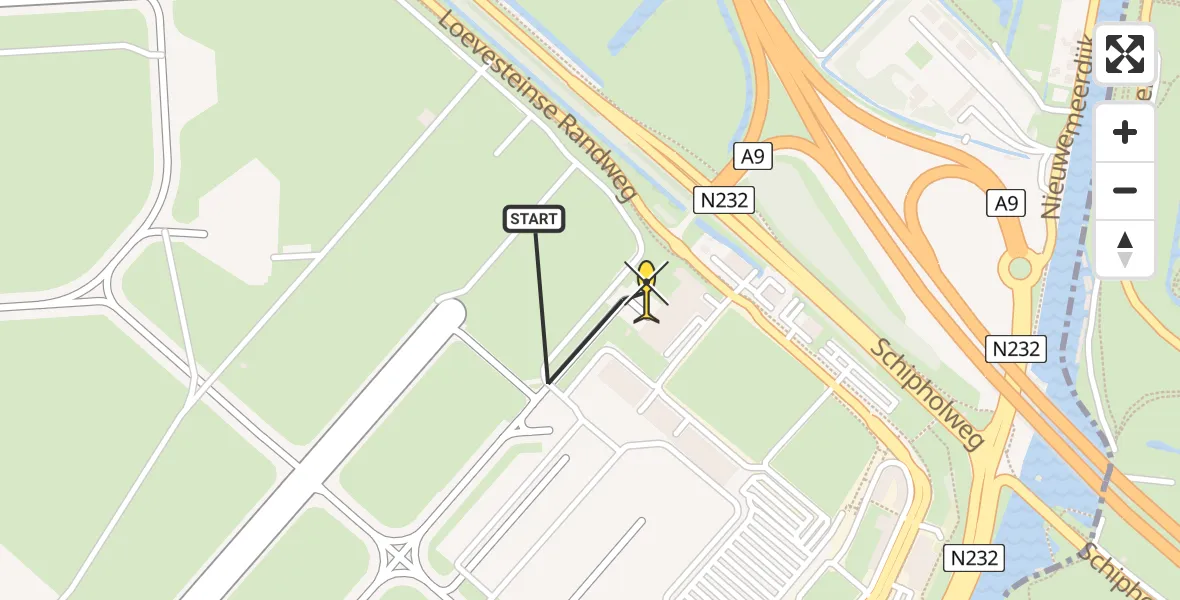 Vluchtroute Politiehelikopter van Schiphol naar Schiphol