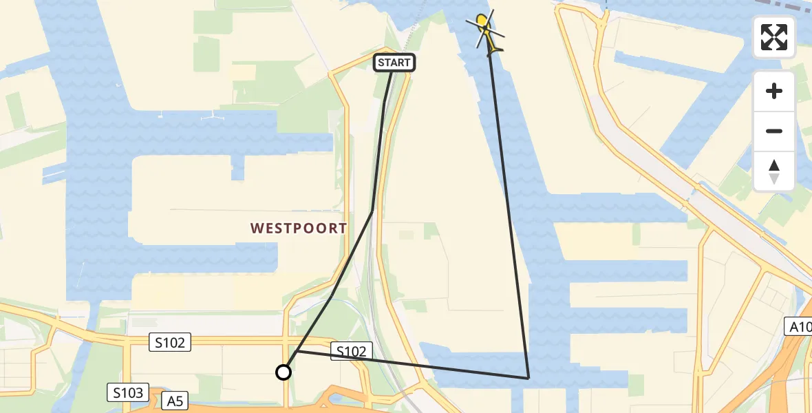 Routekaart van de vlucht: Lifeliner 1 naar Amsterdam Heliport, Bornhout