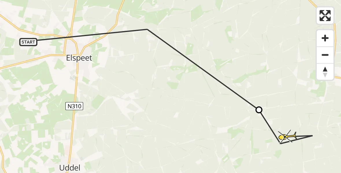 Routekaart van de vlucht: Politiehelikopter naar Vaassen, Tonnetjesdelle