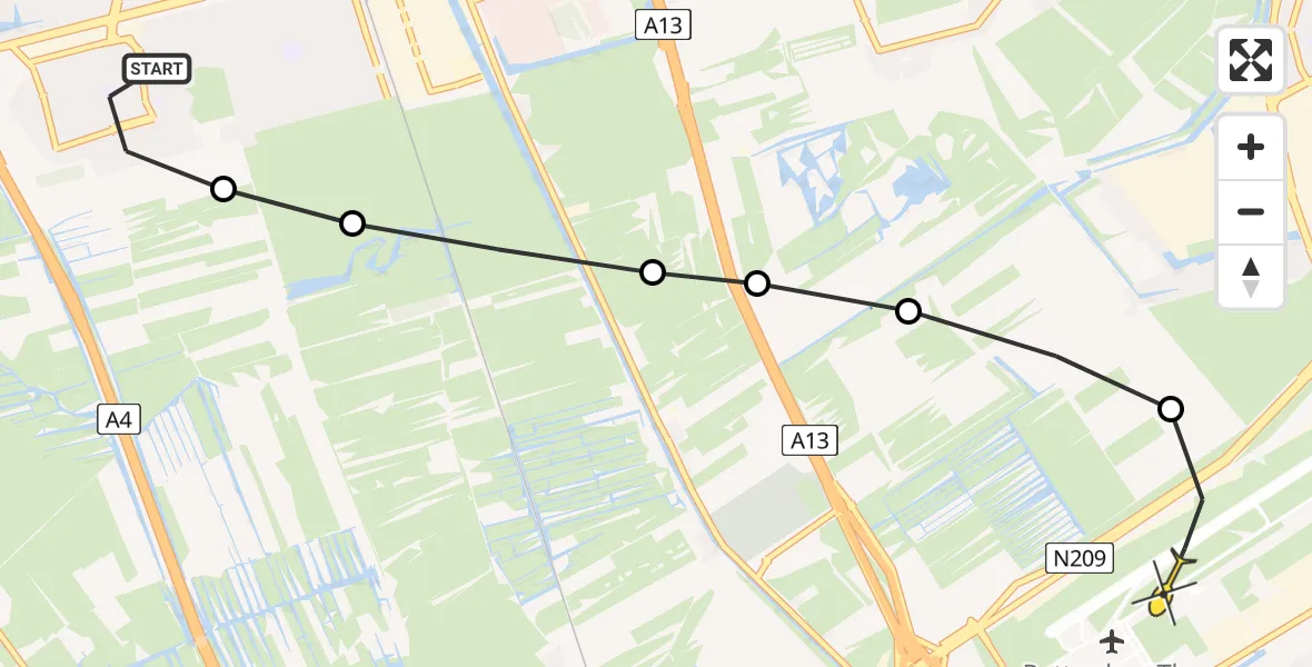 Routekaart van de vlucht: Lifeliner 2 naar Rotterdam The Hague Airport, Abtswoude