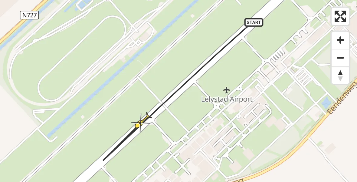 Routekaart van de vlucht: Politieheli naar Lelystad Airport, Emoeweg