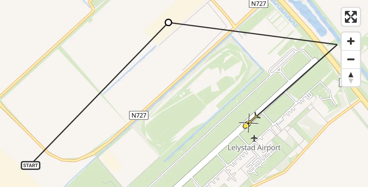 Routekaart van de vlucht: Politieheli naar Lelystad Airport, Charles Lindberghlaan