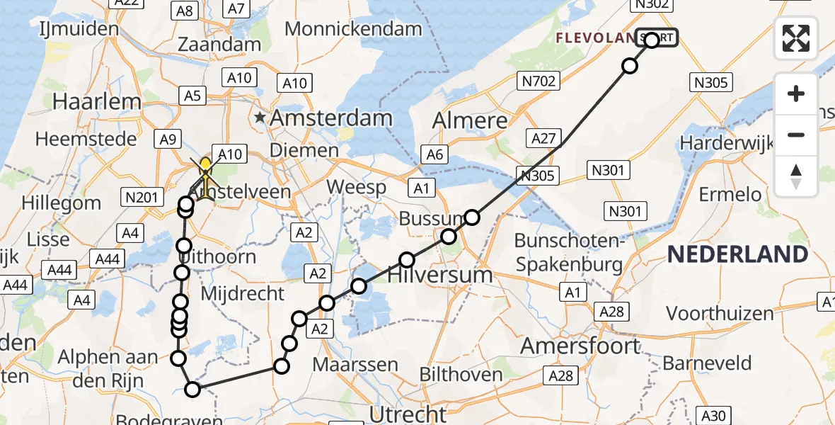 Routekaart van de vlucht: Politieheli naar Schiphol, Eendenweg