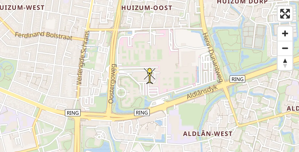 Routekaart van de vlucht: Ambulanceheli naar Leeuwarden