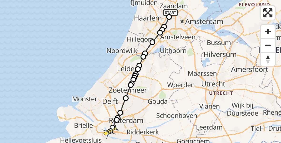 Routekaart van de vlucht: Lifeliner 1 naar Hoogvliet, Australiëhavenweg