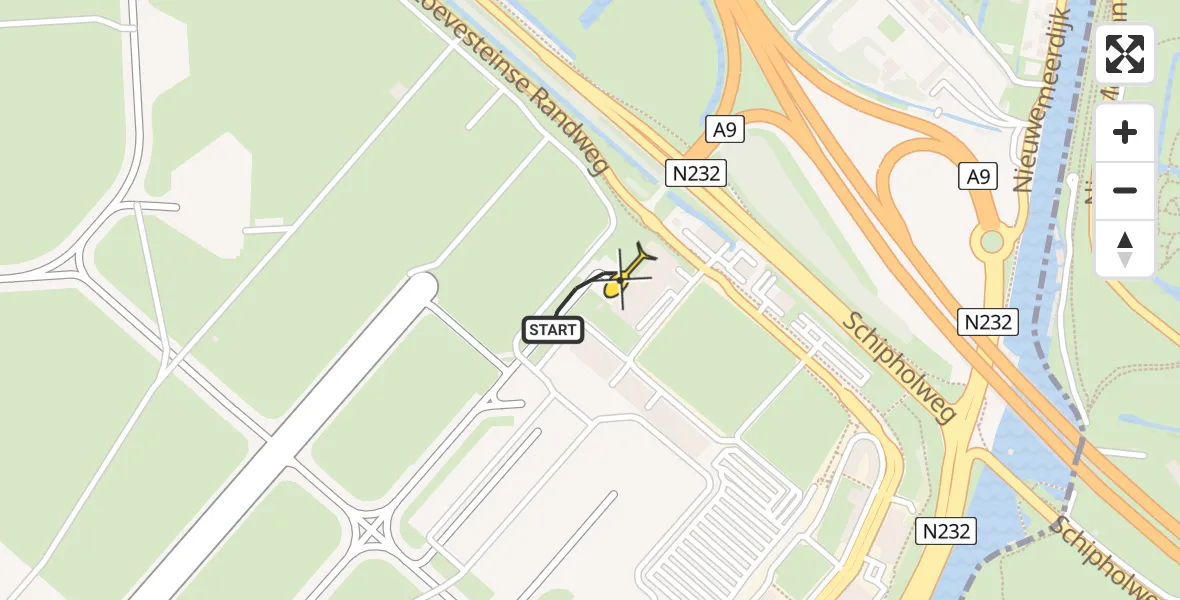 Routekaart van de vlucht: Politiehelikopter naar Schiphol, Walaardt Sacréstraat