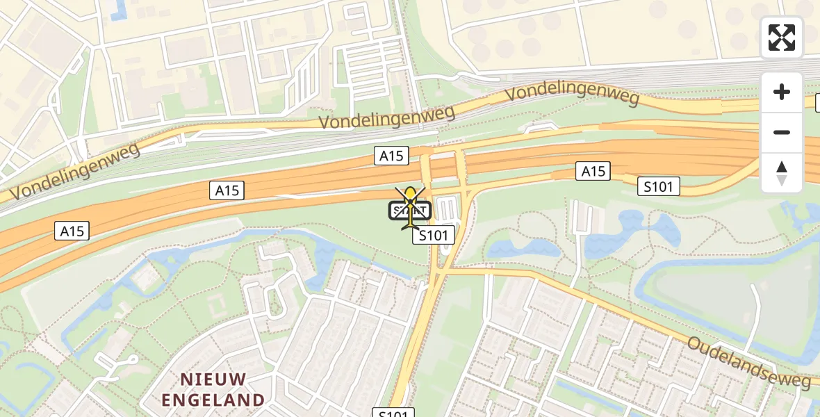 Routekaart van de vlucht: Lifeliner 1 naar Hoogvliet, Aveling