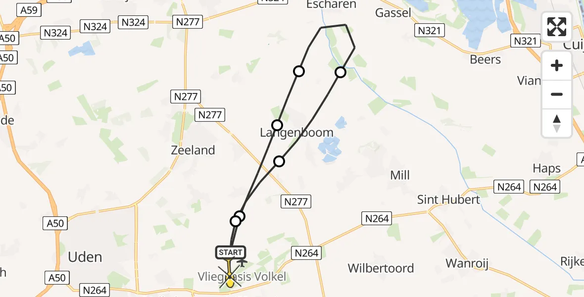 Routekaart van de vlucht: Lifeliner 3 naar Vliegbasis Volkel, Trentse Bossen